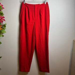a new day A New Day Red High-Rise Pleated Trousers, Women's Size 2 These vibrant